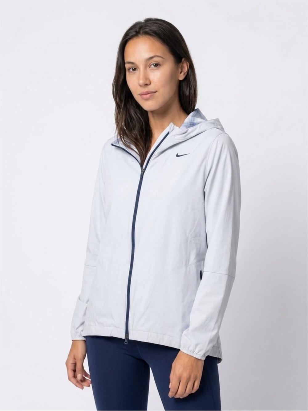 Nike Women’s NikeGolf Light Gray Hooded Windbreaker Jacket Lightweight XLarge